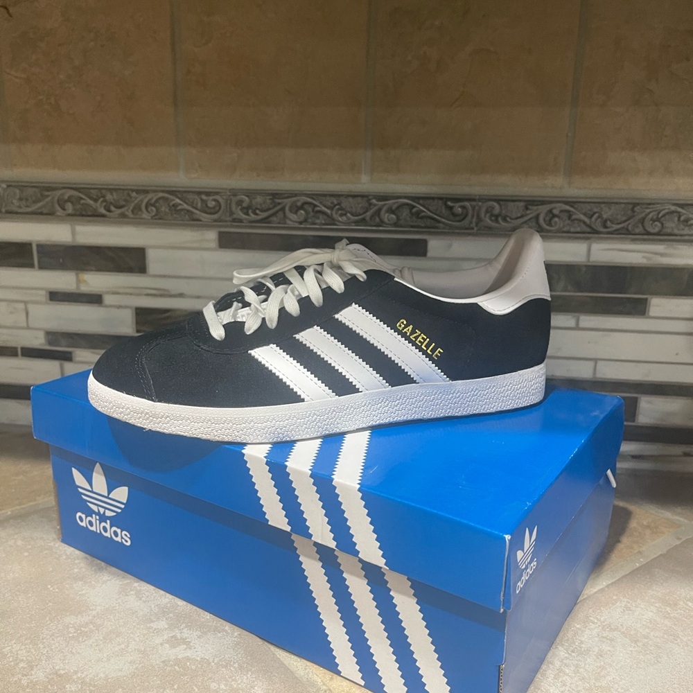 Adidas Gazelle Black with White Stripes